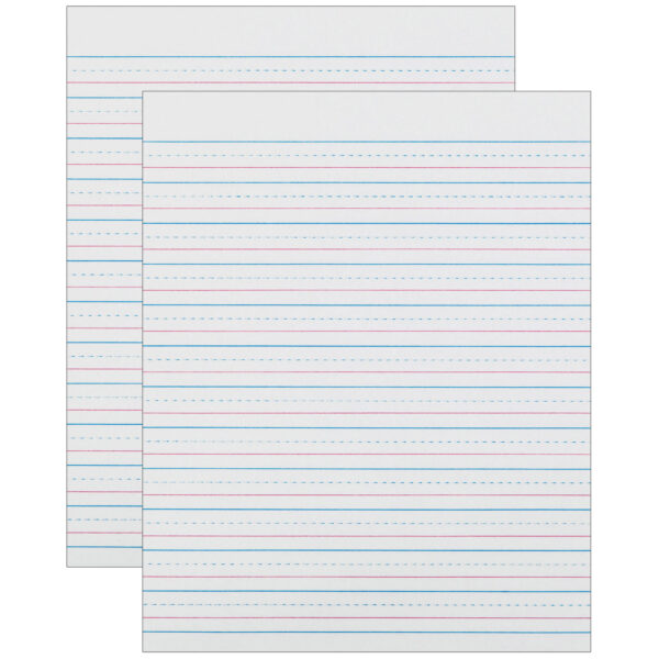 Sulphite Handwriting Paper, Dotted Midline, Grade 2, 1-2" x 1-4" x 1-4" Ruled Short, 8" x 10-1-2", 500 Sheets Per Pack, 2 Packs