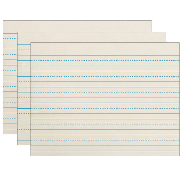 Newsprint Handwriting Paper, Dotted Midline, Grade K, 3-4" x 3-8" x 3-8" Ruled Long, 10-1-2" x 8", 500 Sheets Per Pack, 3 Packs