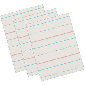 Newsprint Handwriting Paper, Dotted Midline, Grade 2, 1-2" x 1-4" x 1-4" Ruled Short, 8" x 10-1-2", 500 Sheets Per Pack, 3 Packs