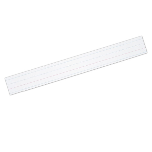 Zaner-Bloser Sentence Strips, White, 1-1-2 in x 3-4 in x 3-4 in ruled 3" x 24", 100 Strips Per Pack, 3 Packs