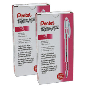 R.S.V.P. Ballpoint Pen, Medium Point, Pink, Pack of 24