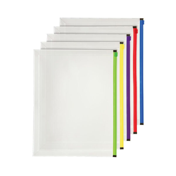 Poly Zip Envelope, Letter Size, Assorted, 5-Pack