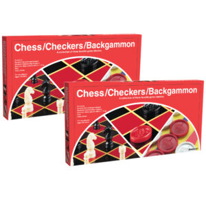 Chess-Checkers-Backgammon Board Game, Pack of 2