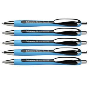 Rave Retractable Ballpoint Pen, ViscoGlide Ink, 1.4 mm, Black, Pack of 5