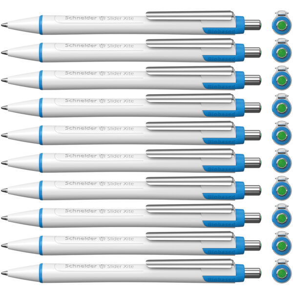 Slider Xite XB Refillable + Retractable Ballpoint Pen, 1.4 mm, Green Ink, Box of 10 Pens