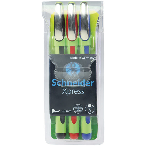 Xpress Fineliner Pen, Fiber Tip, 0.8 mm, 3 Colors Per Pack, 3 Packs