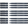 Pictus Fineliners, Wallet, Black Ink, Assorted Sizes, 3 Per Pack, 3 Packs