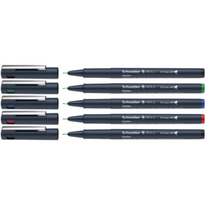 Pictus Fineliners, Wallet, 5 Pieces, Assorted Colors and Sizes