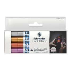 Paint-It 010 Metallic Markers, 0.8 mm Tip, Wallet, 4 Assorted Ink Colors (Set 1)