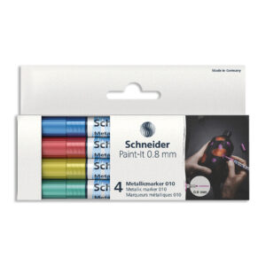 Paint-It 010 Metallic Markers, 0.8 mm Tip, Wallet, 4 Assorted Ink Colors (Set 2)