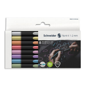 Paint-It 020 Metallic Liners, 1-2 mm Tip, Wallet, 8 Assorted Ink Colors