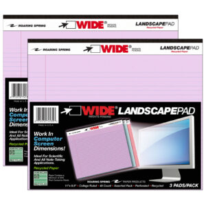 Legal Pad, Landscape, Orchid-Blue-Pink, 3 Per Pack, 2 Packs