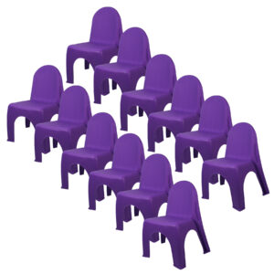 Kid's Stacking Chairs, Brite Purple, Pack of 12