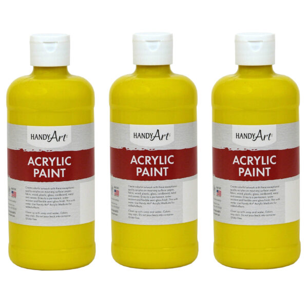 Acrylic Paint 16 oz, Chrome Yellow, Pack of 3