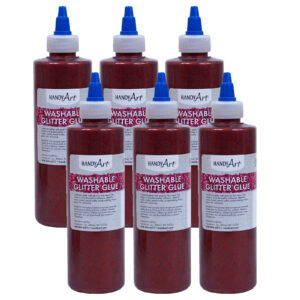 Washable Glitter Glue, 8 oz., Red, Pack of 6