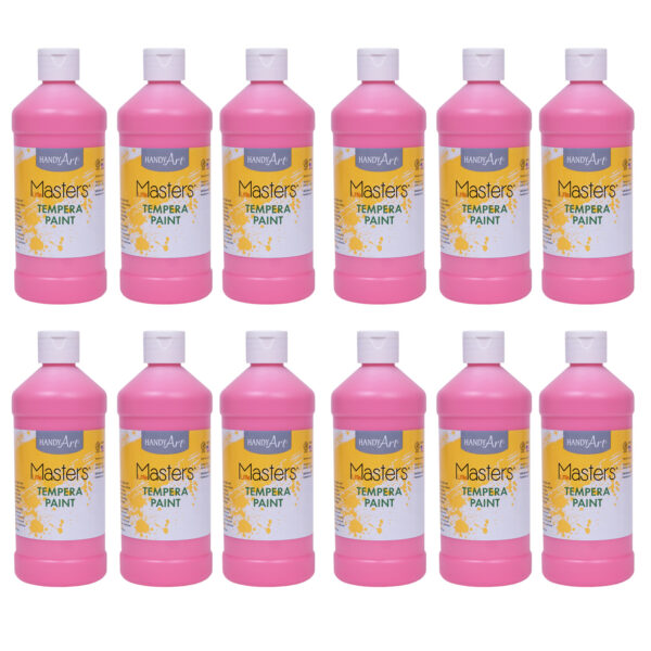 Little Masters Tempera Paint, Pink, 16 oz., Pack of 12