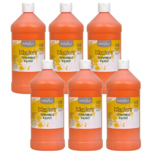 Little Masters Tempera Paint, Orange, 32 oz., Pack of 6