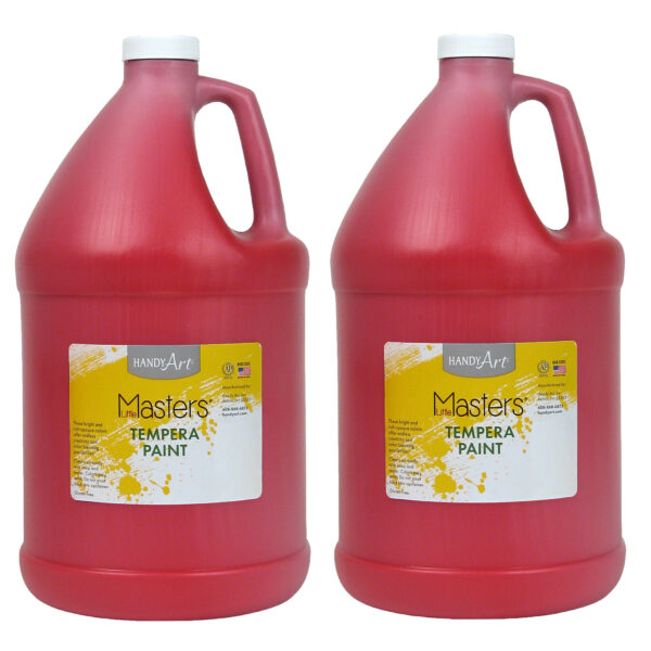 Little Masters Tempera Paint, Red, Gallon, Pack of 2