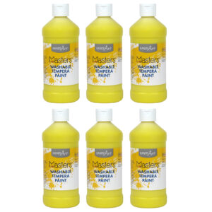 Little Masters Washable Tempera Paint, Yellow, 16 oz., Pack of 6