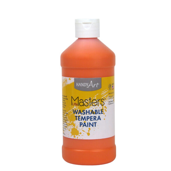 Little Masters Washable Tempera Paint, Orange, 16 oz., Pack of 6