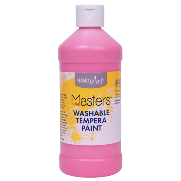 Little Masters Washable Tempera Paint, Pink, 16 oz., Pack of 6