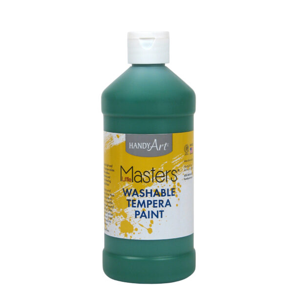 Little Masters Washable Tempera Paint, Green, 16 oz., Pack of 6