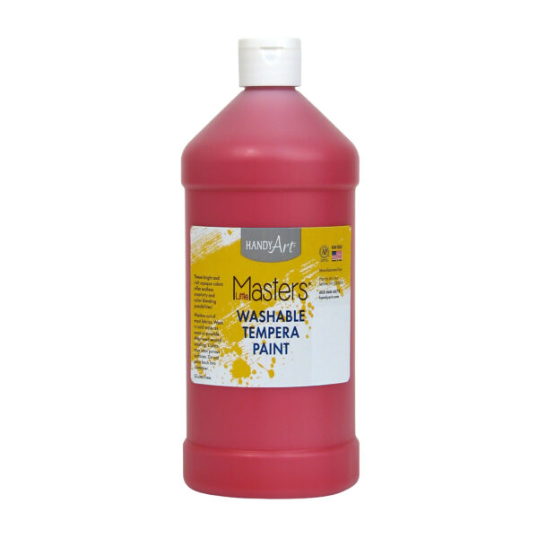 Little Masters Washable Tempera Paint, Red, 32 oz., Pack of 6