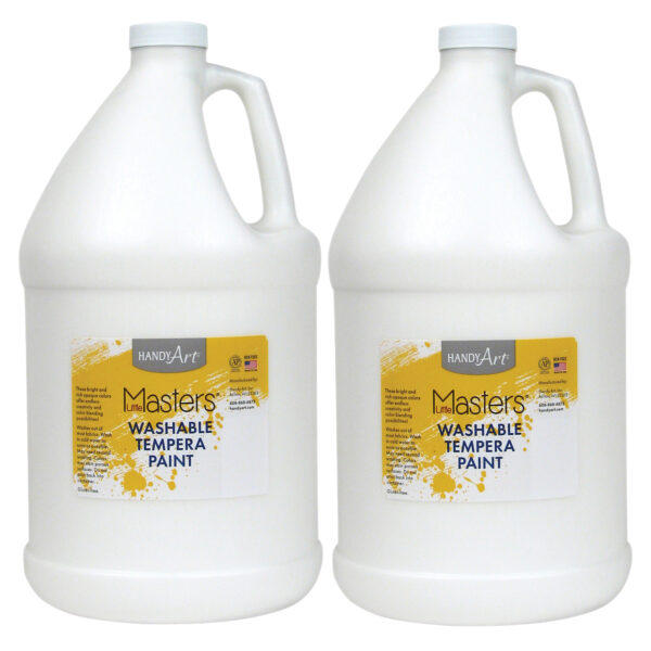 Little Masters Washable Tempera Paint, White, Gallon, Pack of 2