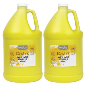 Little Masters Washable Tempera Paint, Yellow, Gallon, Pack of 2