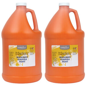 Little Masters Washable Tempera Paint, Orange, Gallon, Pack of 2