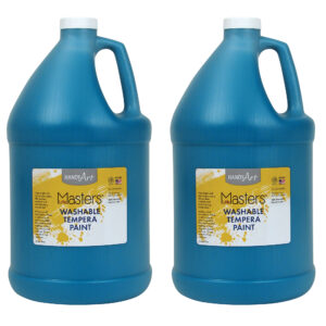 Little Masters Washable Tempera Paint, Turquoise, Gallon, Pack of 2