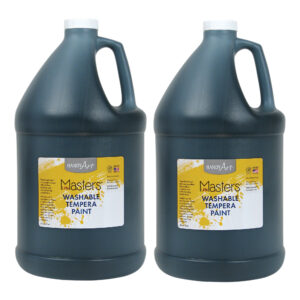 Little Masters Washable Tempera Paint, Black, Gallon, Pack of 2