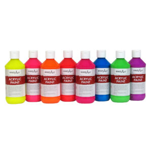 Fluorescent Acrylic Paint, 8 oz, Set of 8