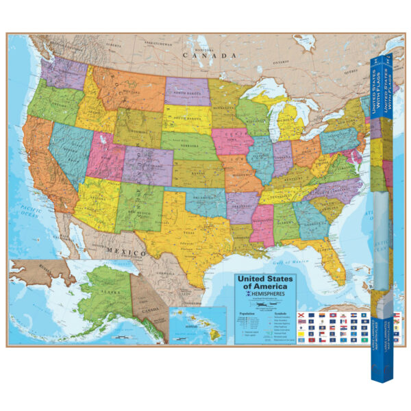 Blue Ocean Series USA Laminated Wall Map, 38" x 48"