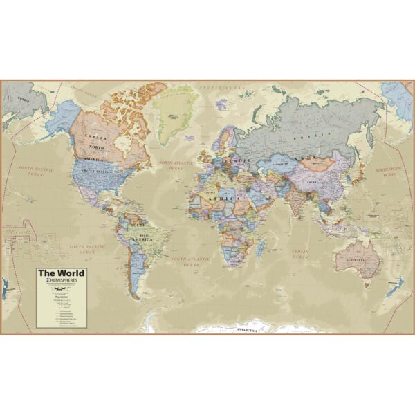 Boardroom Series World Laminated Wall Map