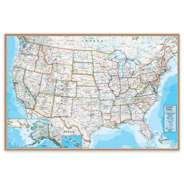 Contemporary USA 24" x 36" Laminated Wall Map