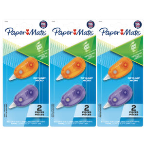 Liquid Paper DryLine Micro Correction Tape, Assorted Colors, 2 Per Pack, 3 Packs