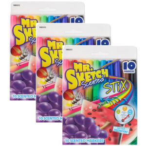 Scented Stix, Bullet Point Markers, Assorted, 10 Per Pack, 3 Packs