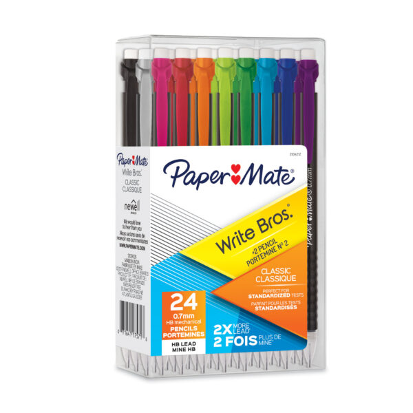 Write Bros Mechanical Pencil, 0.7mm, Assorted, 24 Per Pack, 3 Packs