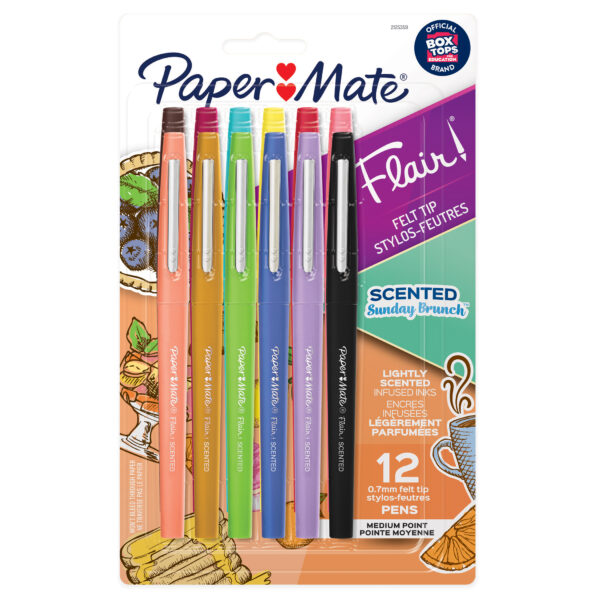 Flair, Scented Felt Tip Pens, Assorted Sunday Brunch Scents & Colors, 0.7mm, 12 Count