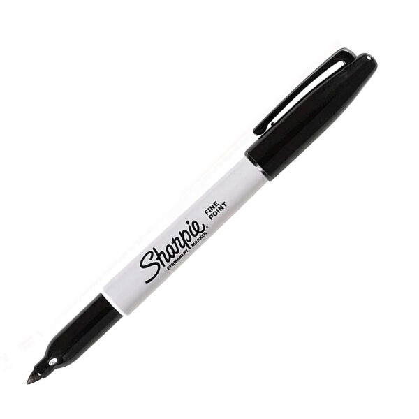 Fine Point Permanent Marker, Black, Box of 12