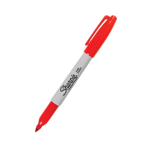 Fine Point Permanent Marker, Red, Box of 12