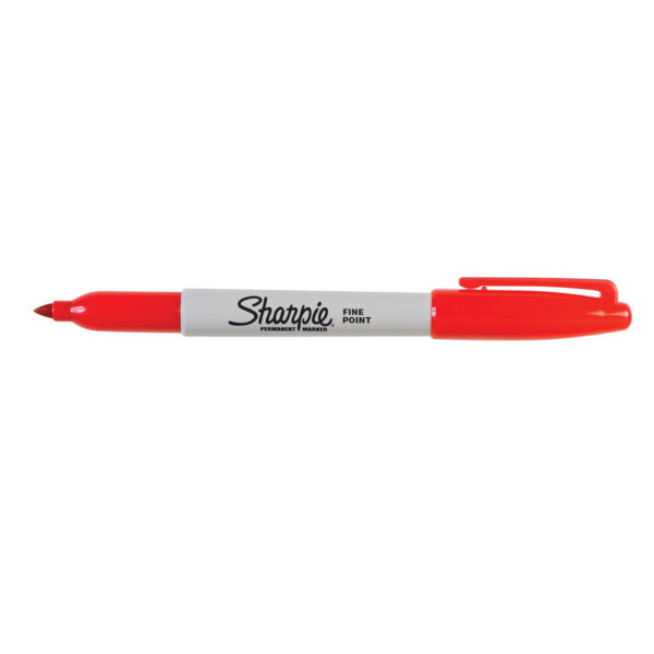 Fine Point Permanent Marker, Red, Box of 12