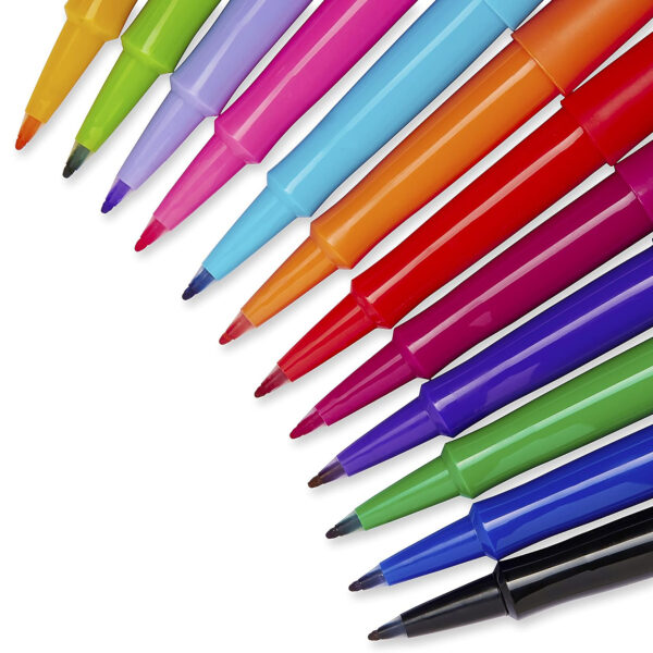 Flair Felt Tip Pens, Medium Point (0.7mm), Assorted Colors, 12 Count