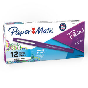 Flair Pens, Medium, Purple, Box of 12