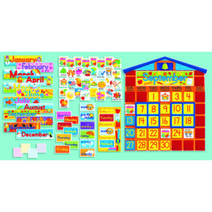 All-In-One Schoolhouse Calendar Bulletin Board Set, 2 Sets