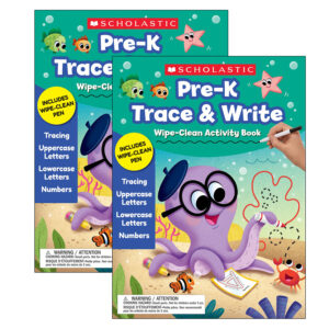 Pre-K Trace & Write Wipe-Clean Activity Book with Pen, Pack of 2