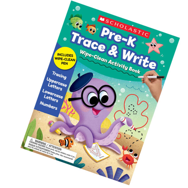 Pre-K Trace & Write Wipe-Clean Activity Book with Pen, Pack of 2