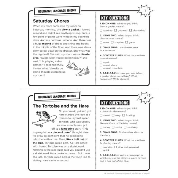 100 Task Cards: Figurative Language Activity Book, Pack of 2