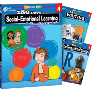 180 Days Social-Emotional Learning, Writing, & Spelling Grade 4: 3-Book Set